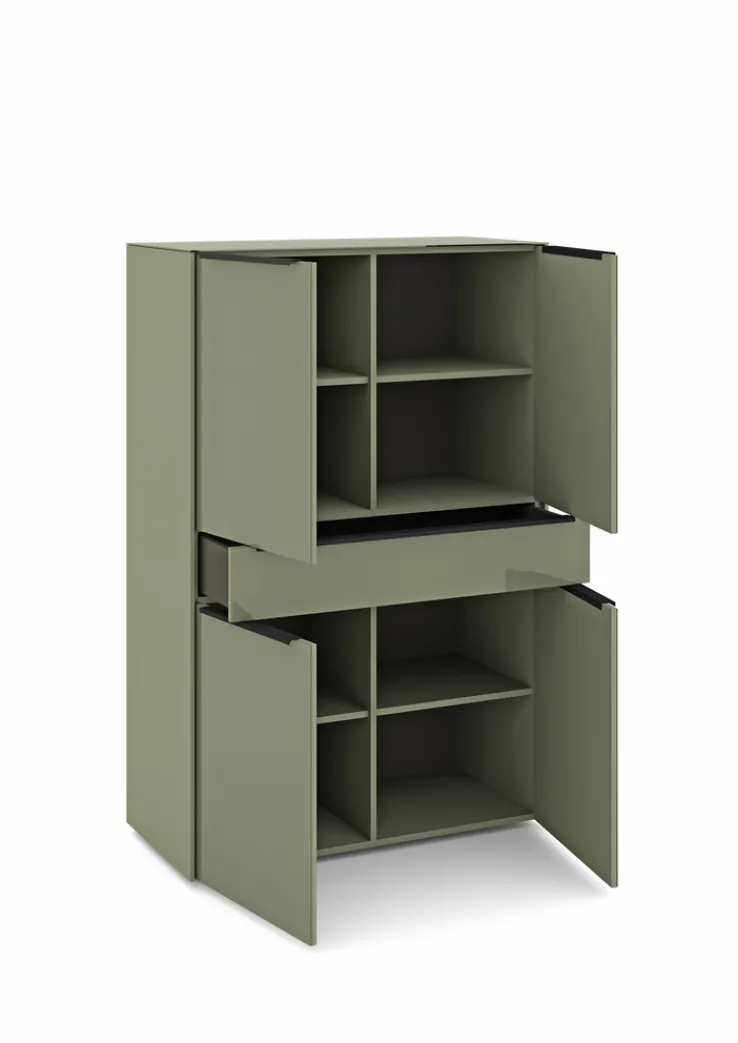 set one by Musterring Highboard RENO 92x140 cm olivgrün