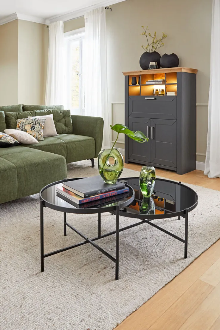 set one by Musterring Highboard YORK 15 105x143 cm anthrazit /Eiche Artisan Dekor