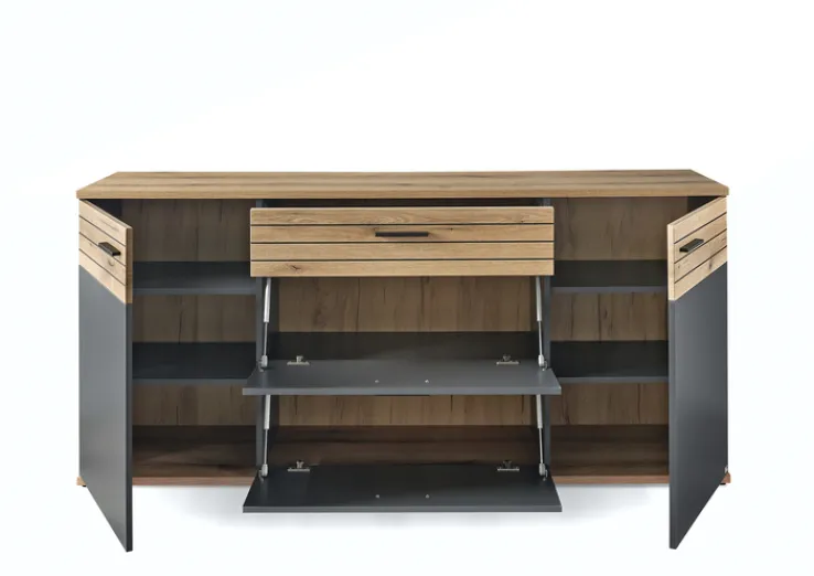 set one by Musterring Kommode QUINCY 180x82 cm Anthrazit/Coast Evoke Eiche