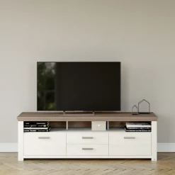 set one by Musterring Lowboard YORK 200x63 cm weiß/braun