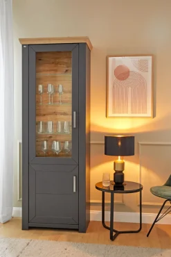 set one by Musterring Vitrine YORK 01 anthrazit /Eiche Artisan