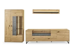 set one by Musterring Vitrine DELTONA 94x171 cm Eiche Artisan Dekor / Sandstein