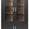 set one by Musterring Vitrine YORK 17 anthrazit /Eiche Artisan
