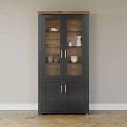 set one by Musterring Vitrine YORK 17 anthrazit /Eiche Artisan