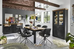 set one by Musterring Vitrine YORK 18 105x207 cm anthrazit /Eiche Artisan