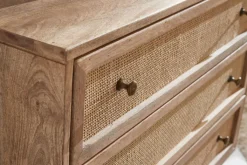 Sideboard 80 x 75 cm Mango massiv und Rattan