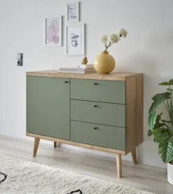 Sideboard ALVA 107 x 83 cm Salbeifarbig/braun