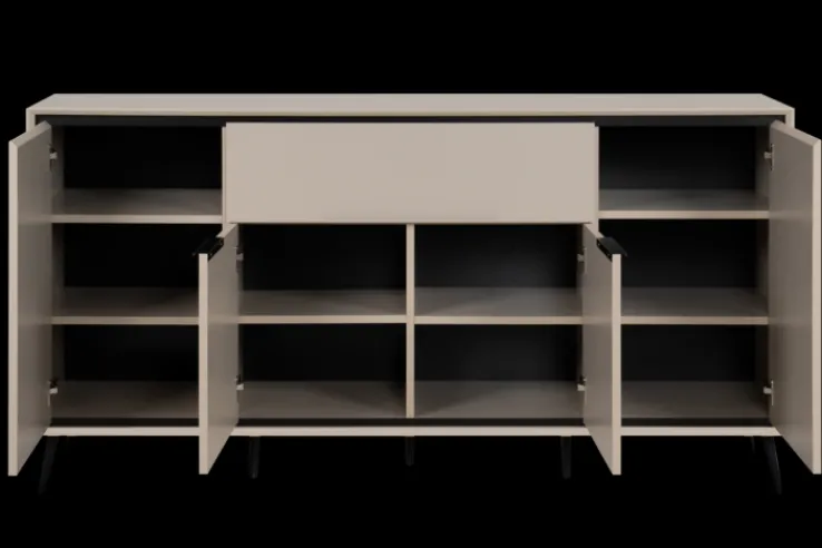 Sideboard ARONA 175 x 90 cm sandfarben/schwarz