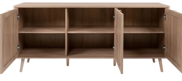 Sideboard BALI 150 x 71 cm Sonoma Eiche/ Rafia Geflecht