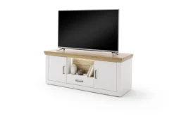 Sideboard CALVA 154 x 50 x 62 cm Pinie Aurelio/Grandson Oak/Weiß