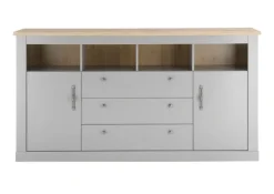 Sideboard CHAMBORD 198 x 104 x 44 cm hellgrau/braun