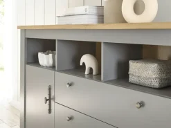 Sideboard CHAMBORD 198 x 104 x 44 cm hellgrau/braun