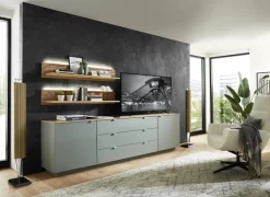 Sideboard COLIN 240 x 77 cm schilfgrün / Artisan Eiche Dekor