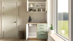 QUARTIER Singleküche CARA Touch Schilfgrün/Artisan Eiche ca. 100 cm