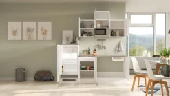 QUARTIER Singleküche PETE Weiß Matt/Weiß Caledonia Dekor ca. 210/205/60 cm