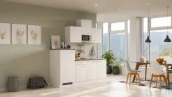 QUARTIER Singleküche PETE Weiß Matt/Weiß Caledonia Dekor ca. 210/205/60 cm