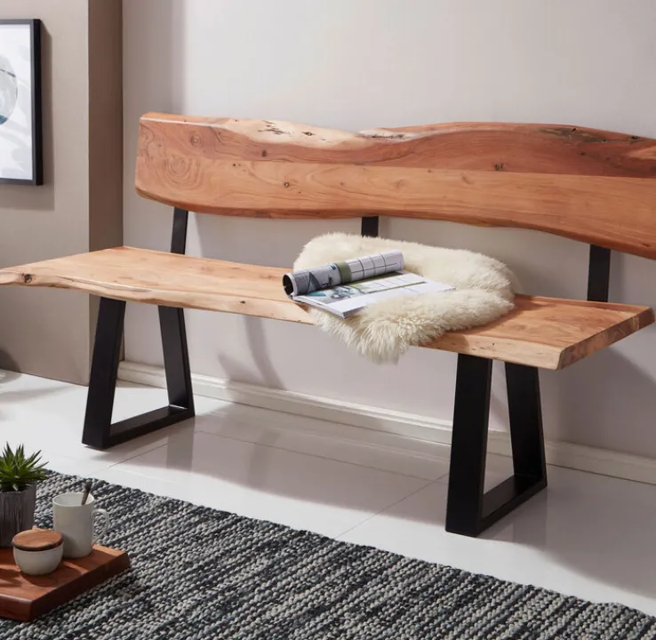 Sitzbank 60 x 180 cm braun schwarz