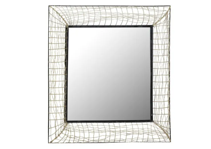 Spiegel Schwarz Rahmen geflochten ca. 105 x 105 cm