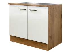 QUARTIER Spülenunterschrank Avila Weiß/Braun