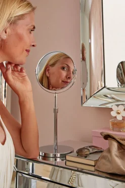 kela Standspiegel rund SILVANA 38 cm Rahmen silberfarbig