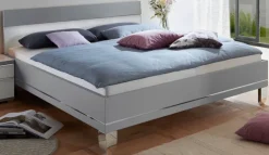 STAUD Bett SINFONIE 180 x 200 cm hellgrau/ Glas weiß