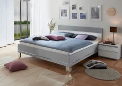 STAUD Bett SINFONIE 180 x 200 cm hellgrau/ Glas weiß