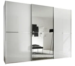 STAUD Kleiderschrank SINFONIE PLUS VIII 280 cm Alpinweiß/ Alpinweißglas/ Spiegel mittig