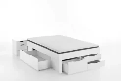 Kinder Stauraumbett mit Bettschubkasten 140 x 200 cm weiß