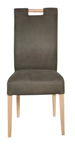 Stuhl SIANI Eiche 2er Set natur Stoffbezug dunkelbraun