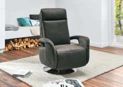 SYSTEMPOLSTER verstellbarer Fernsehsessel Lederbezug Anthrazit