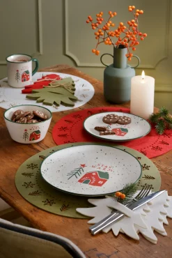 Tannenbaum Besteck-Tasche MERRY CHRISTMAS Filz 21 x 18 x 1,2 cm Weiß