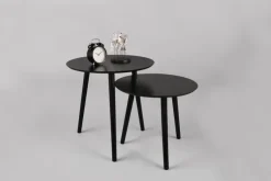 Tisch 2er-Set VILANA Ø 50 cm/Ø 45 cm schwarz