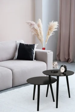 Tisch 2er-Set VILANA Ø 50 cm/Ø 45 cm schwarz