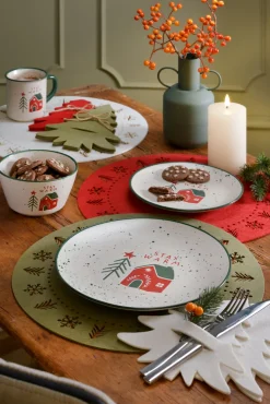 Tisch- und Platzset MERRY CHRISTMAS Filz Ø 38 cm Weiß