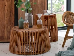 TOM TAILOR Beistelltisch 69 x 69 cm Rattan/reyceltes Teakholz natur