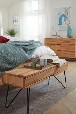 TRAUMWERKSTATT Bettbank ATLANTA Massiv Kernbuche