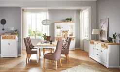 TRAUMWERKSTATT Highboard TIVOLI 91 x 121 cm weiß matt / smoked oak