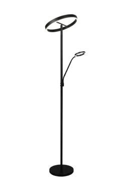 TRIO Deckenfluter mit Leselampe WILLIS, Metall, 180 cm Schwarz