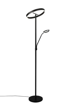 TRIO Deckenfluter mit Leselampe WILLIS, Metall, 180 cm Schwarz