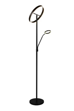 TRIO Deckenfluter mit Leselampe WILLIS, Metall, 180 cm Schwarz