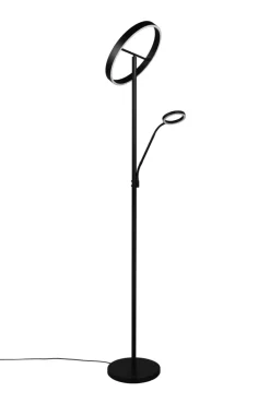 TRIO Deckenfluter mit Leselampe WILLIS, Metall, 180 cm Schwarz