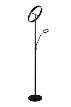 TRIO Deckenfluter mit Leselampe WILLIS, Metall, 180 cm Schwarz