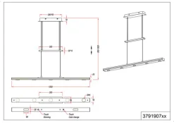 TRIO LED Balkenpendel Lacal nickelfarbig
