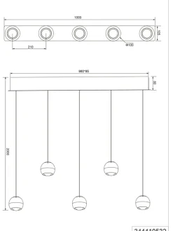 TRIO LED Balkenpendel TRS ORBIT 100 cm schwarz /coffee