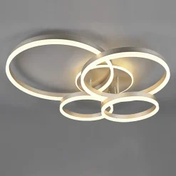 TRIO LED Deckenlampe DRAKE Metall/Kunststoff 80 x 70 x 17 cm Alu-/Nickelfarbig