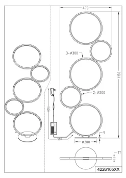 TRIO LED Stehlampe RONDO 115 cm schwarz