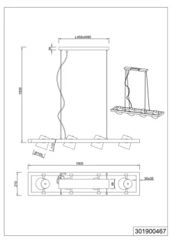 TRIO Retrofit Balkenpendel BELL Holz /nickelfarbig antik