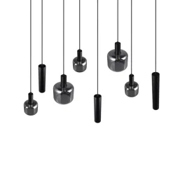 TRIO Retrofit Balkenpendel MATARO 8-flg schwarz /smoke