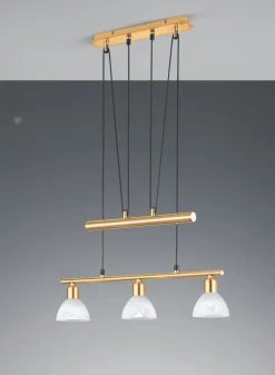 TRIO Retrofit LED Balkenpendel LEVISTO 3-flg messingfarbig