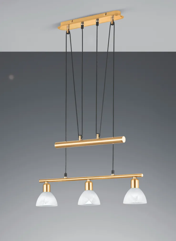 TRIO Retrofit LED Balkenpendel LEVISTO 3-flg messingfarbig
